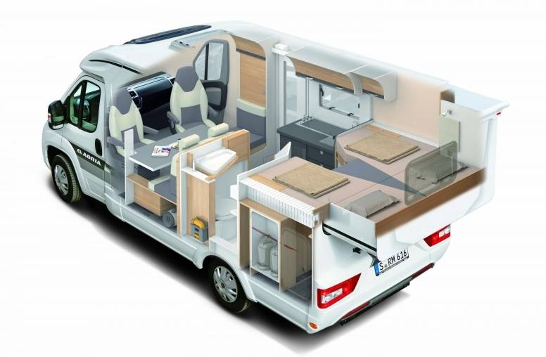 The Adria Compact Plus SLS becomes larger at the rear, in the sleeping area